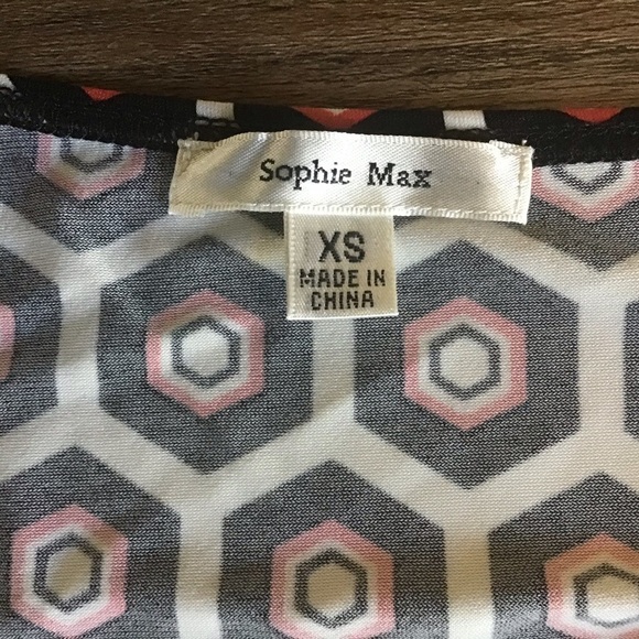 SOPHIE Max Dress Size XS Y2K Bell Sleeves Geometric Print White Black Red - Picture 5 of 8